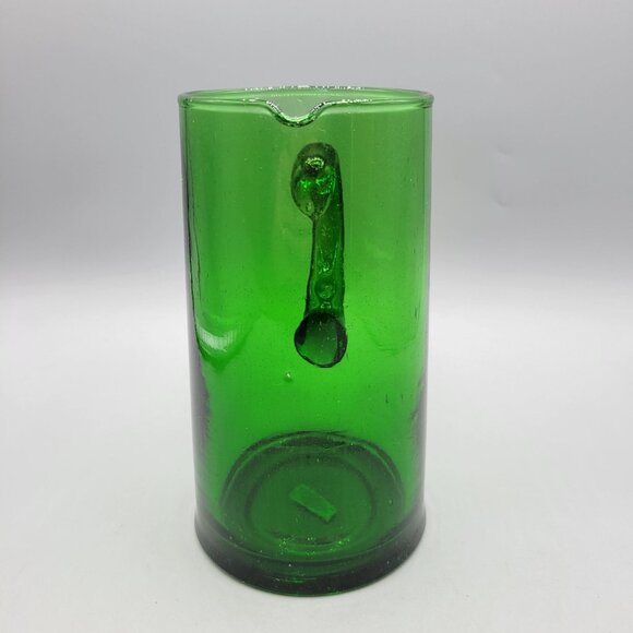 Cone Jug Hand Blown Green Recycled Glass Pitcher Verve Culture Morocco - Picture 4 of 7